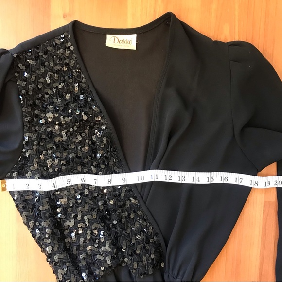 VINTAGE 80’s | Black Sequinned Holiday Party Cocktail Dress EUC Size Medium - Picture 15 of 17